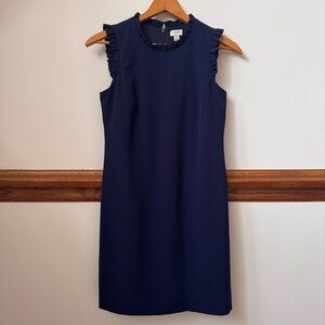 J. Crew Sleeveless Navy Ruffle-Trim Shift Dress, size 2